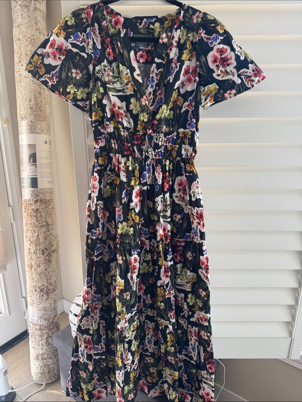 Anthropologie Somerset Black Floral Maxi Dress Small